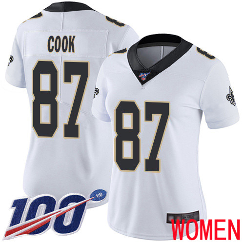 New Orleans Saints Limited White Women Jared Cook Road Jersey NFL Football 87 100th Season Vapor Untouchable Jersey